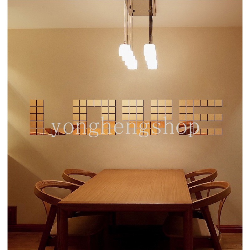 100pcs Stiker Dinding 3D DIY Bentuk Persegi Bahan Akrilik Untuk Dekorasi Rumah