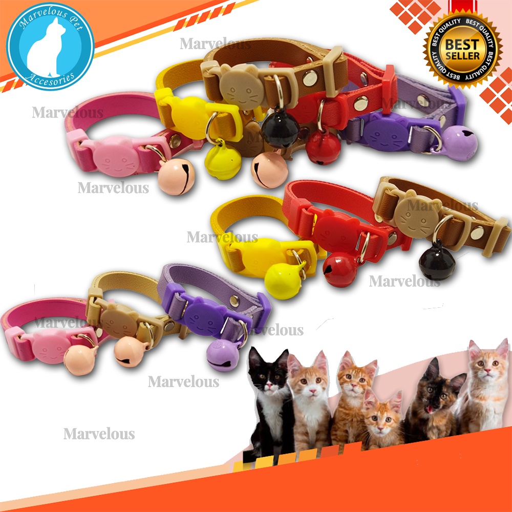 Kalung Kucing Lucu Bahan Kulit Sintetis Lonceng 14 mm Doff / Aksesoris Kucing Murah / Kalung Kucing Murah