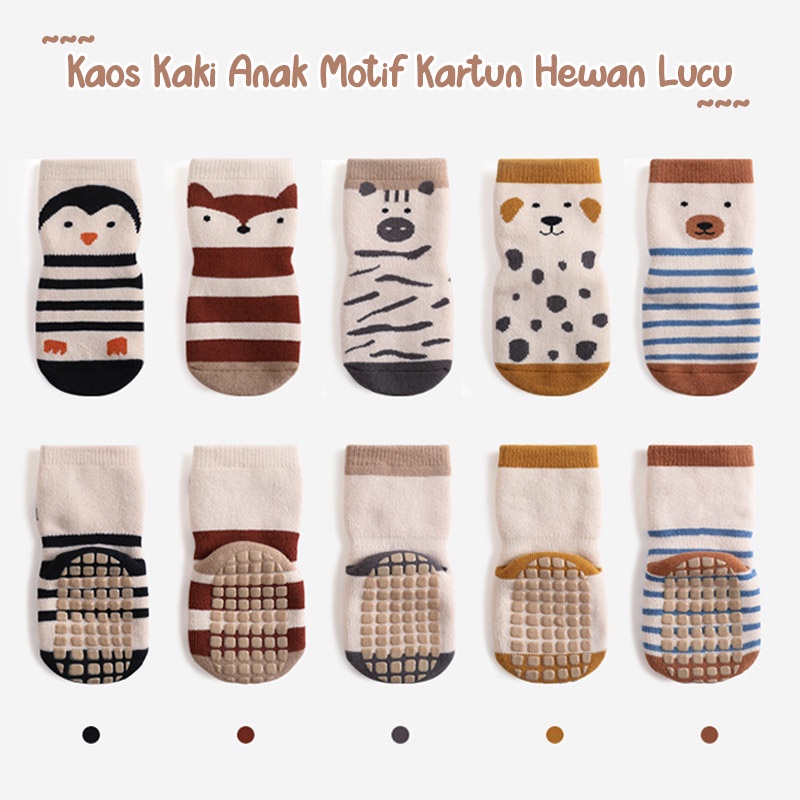 Kaos Kaki Bayi Perempuan Motif Kartun Lucu Anti Slip Bahan Tebal Desain Simple Baby Sock KAAM