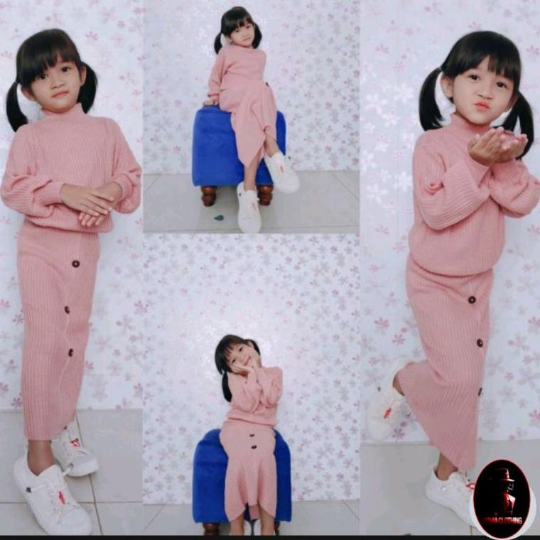 READY Setelan rajut anak perempuan / Setelan Rok rajut anak / Setelan sweater rajut anak usia 2 - 10