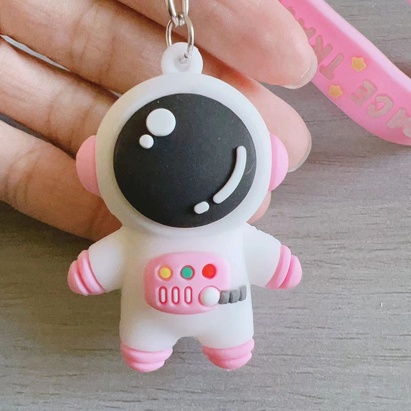 Kreatif Lucu Kartun Lembut PVC Astronot DIY Gantungan Kunci Spaceman Gantungan Kunci Mobil Pasangan Ransel Liontin Keychain Aksesoris