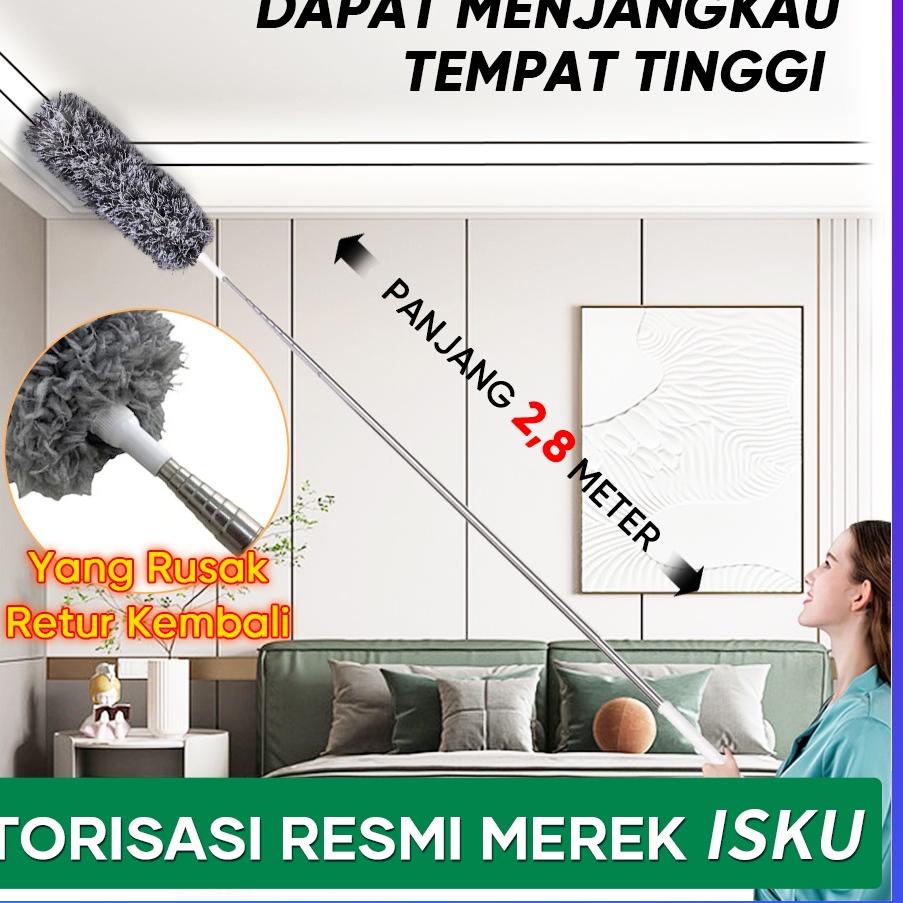 HND863 ISKU Sapu Sawang plafon panjang/Kemoceng panjang pembersih langit rumah/kemoceng fleksibel /k