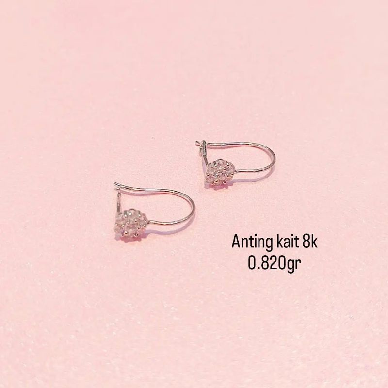 Anting kait emas putih 8k