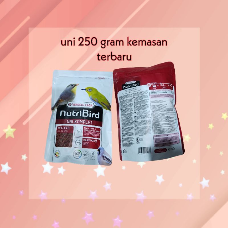 UNI KOMPLIT 250 GR NUTRI BIRD versele laga asli MAKANAN BURUNG PLECI CIBLEK MURAI Kacer