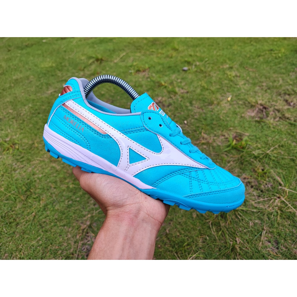 Sepatu Futsal Mizuno Morelia Sala Classic TF turf sol tapak gerigi mini soccer  - Blue Curacao Snow 
