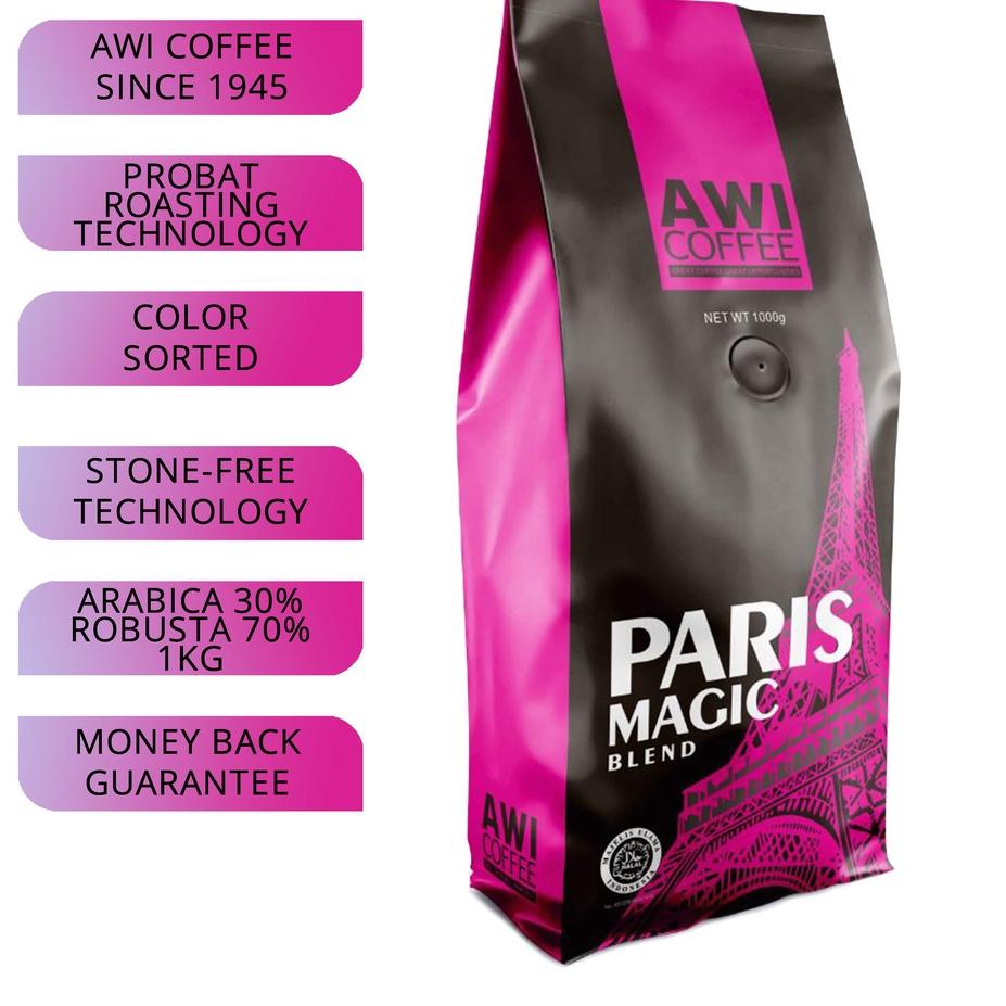 

◊ Awi Kopi Paris Magic Blend 1 Kg Biji | Roasted Coffee Beans | Arabica Robusta Premium Cafe Blend ➽