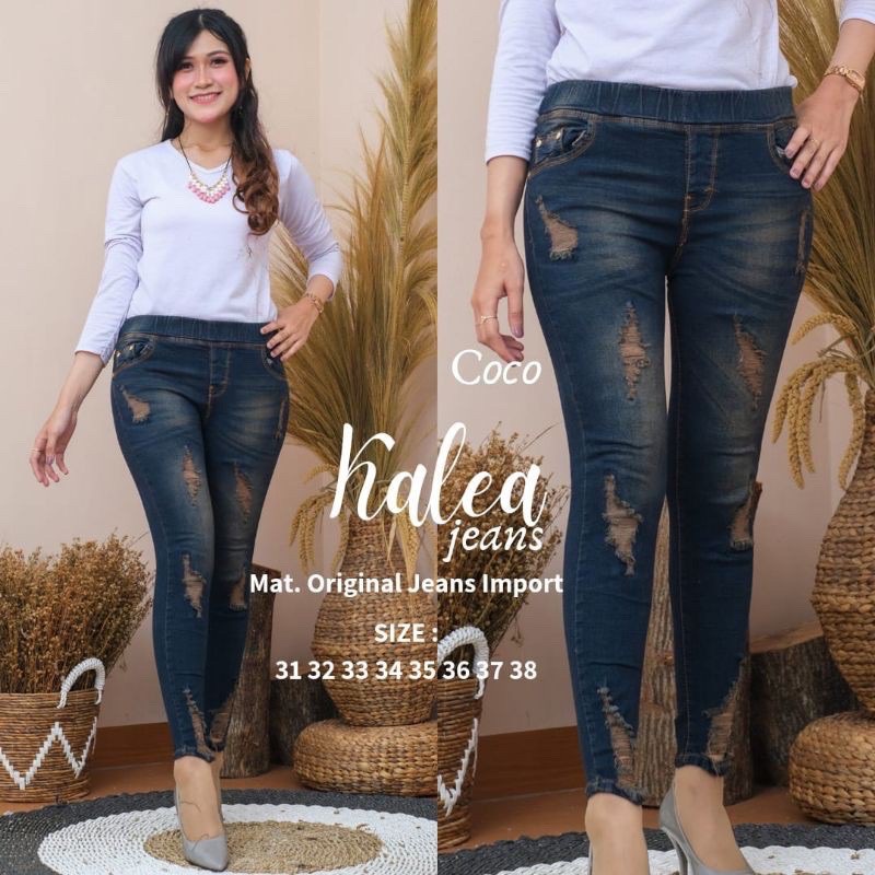 KALEA NEW JEGGING JEANS JUMBO RIPPED TERMURAH TIDAK TEMBUS