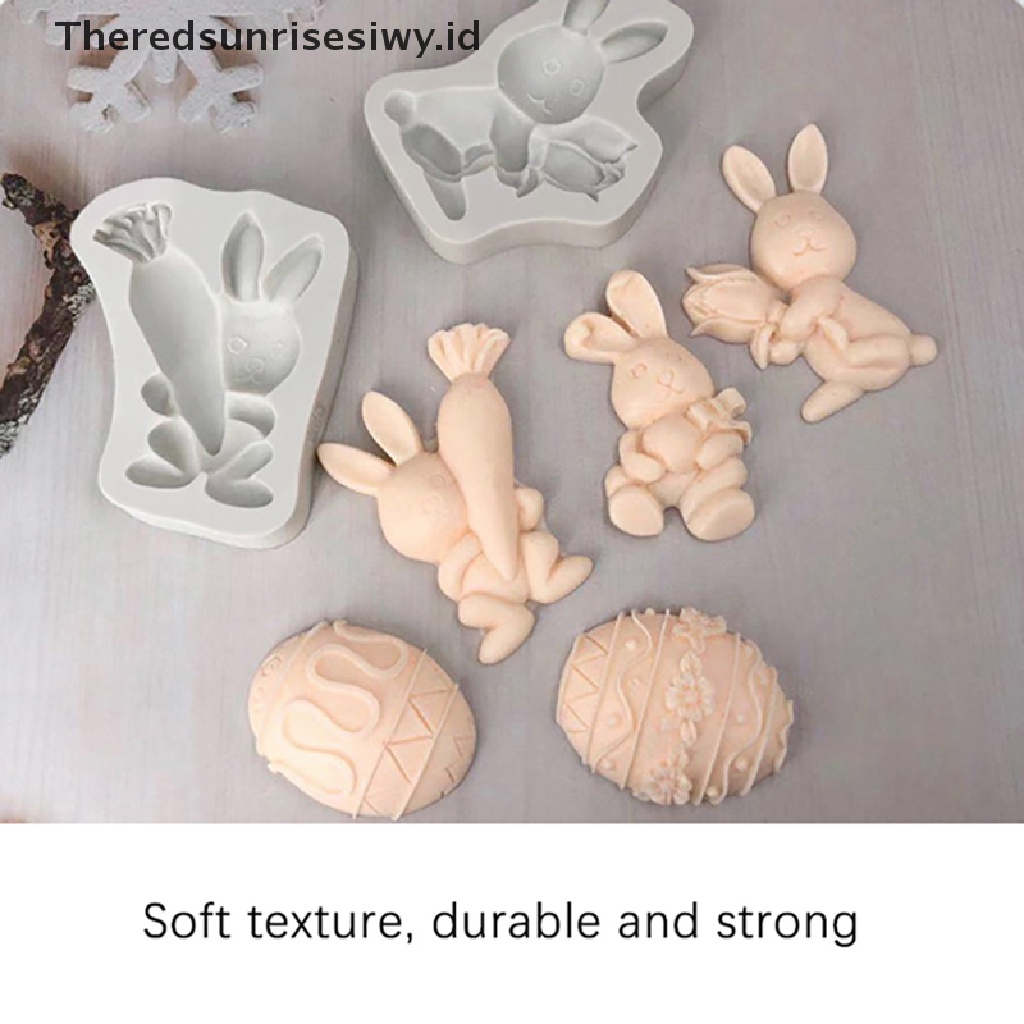 # Baju Lebaran # Easter Rabbit Fondant Cetakan Silikon Wortel Alat Kue Cookies Baking Egg Mold~