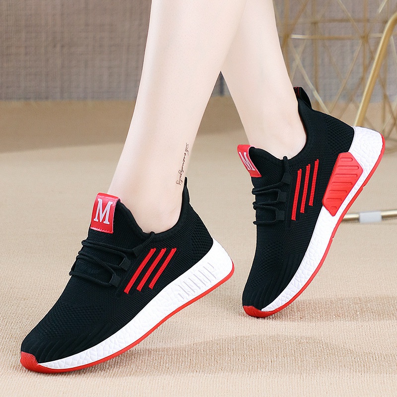 SHOEGALLERY LV0201 Sepatu Sneakers Import Wanita Fashion Sporty Motif Garis Tiga M