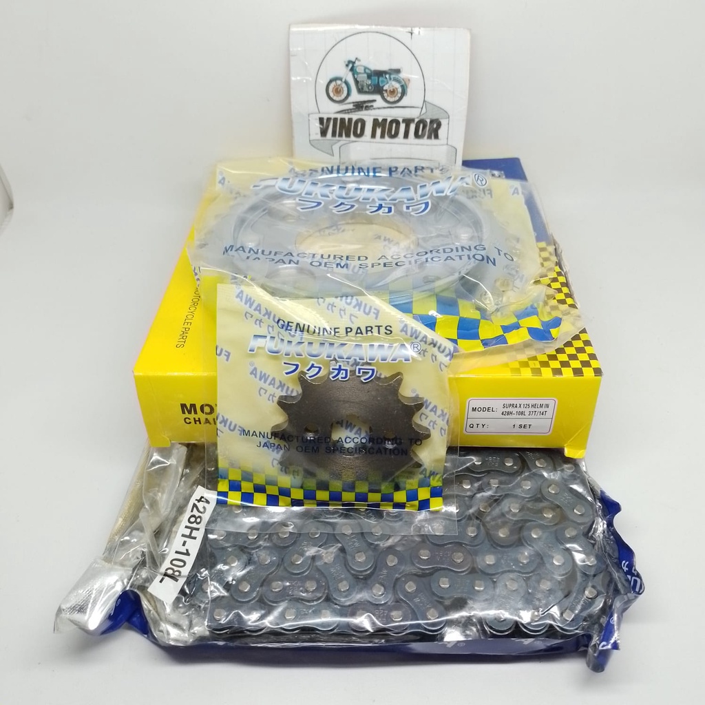 GEAR SET GEAR PAKET HONDA SUPRA X 125 HELM IN 428H-108L FUKUKAWA
