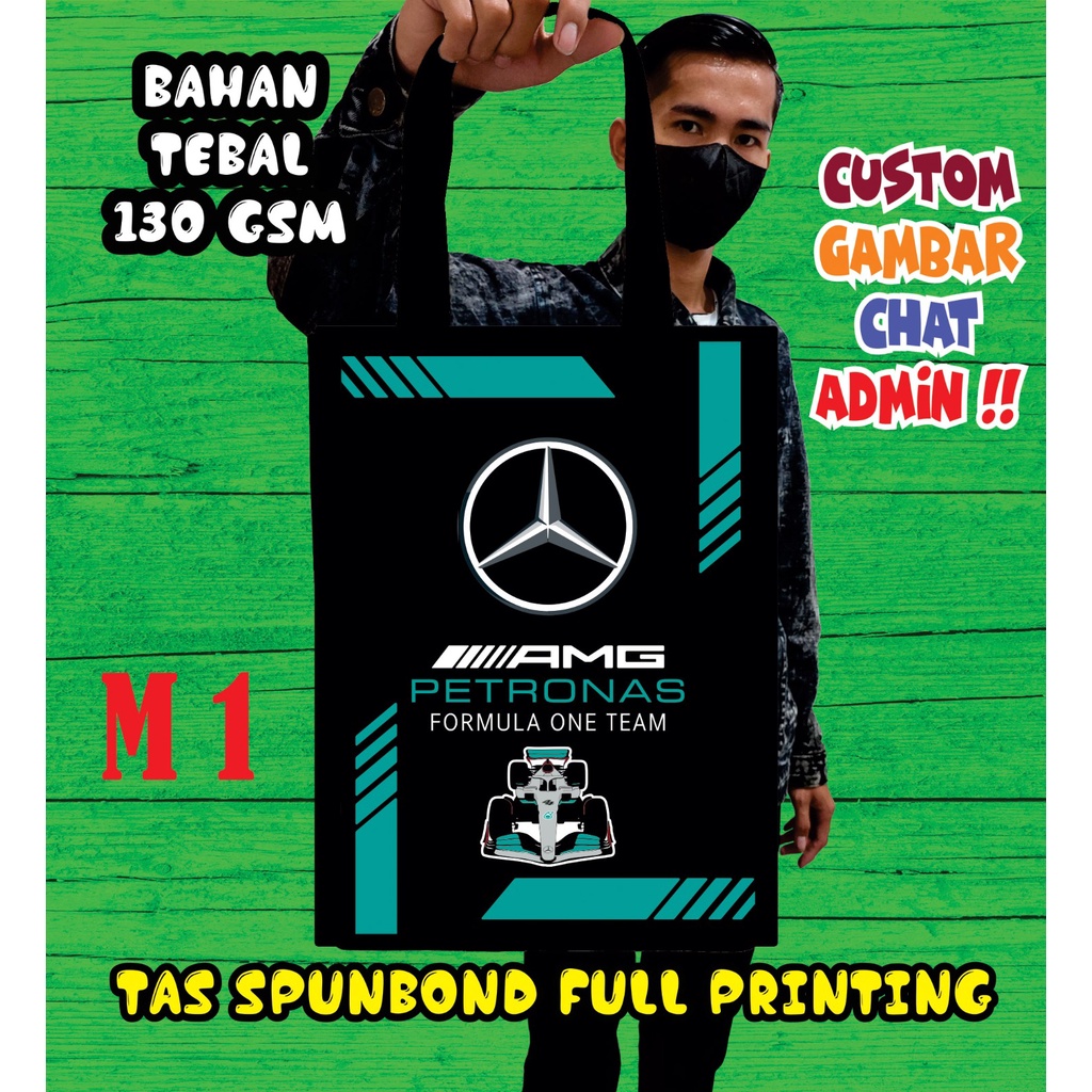 Tas Spundbond Mercedes Benz AMG Petronas / Tas Belanja Mercedes Benz / Totebag Mercy / Tas Spundbond
