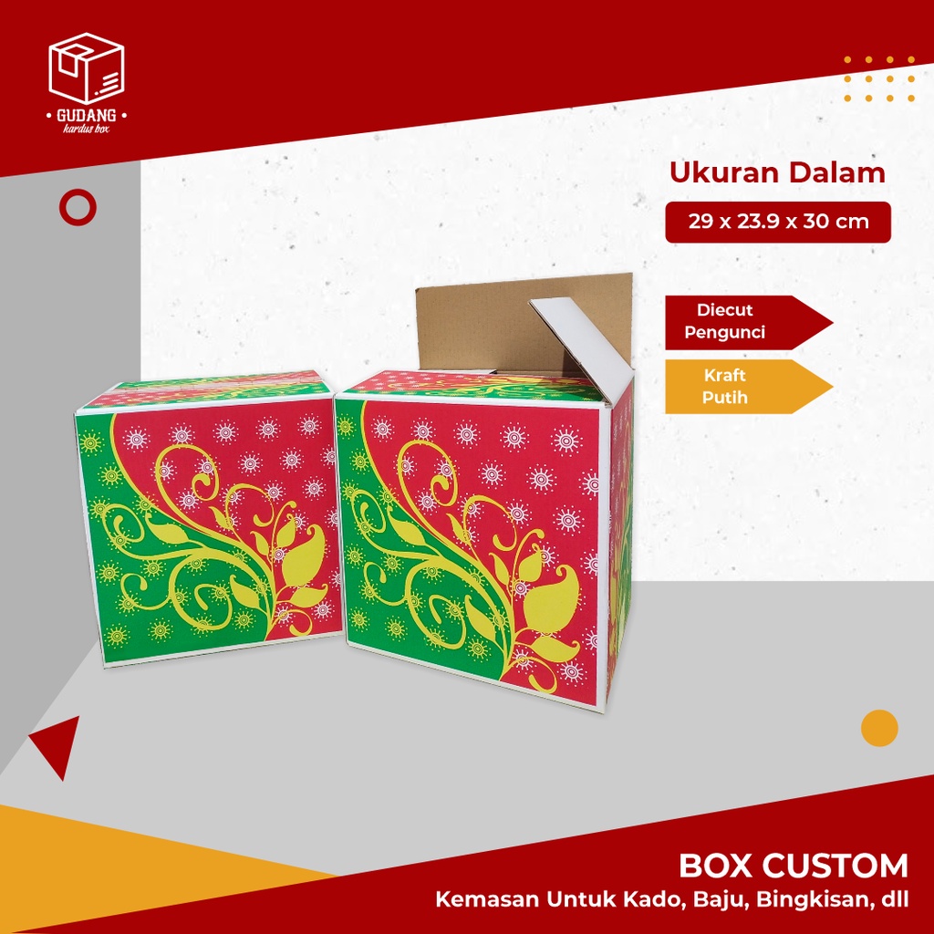 

Kardus Box Parcel Batik - 29 x 24 x 30 cm batik/parcel/kotakkado/kardusparcel/boxparcel