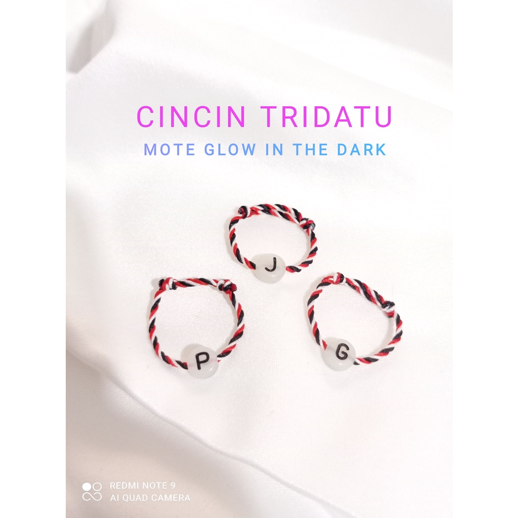 CINCIN CUSTOM TERBARU INISIAL TALI TRIDATU MOTE GLOW IN THE DARK CINCIN KEBERUNTUNGAN