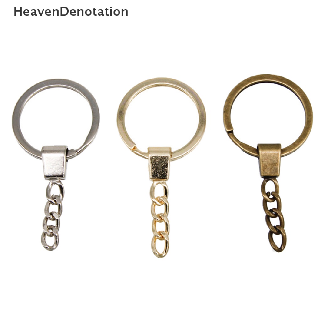 [HeavenDenotation] 10pcs Key Ring Long Round DIY 30mm Keyring Polished Round Split Metal Keychain Split Ring Pendek Rantai Aksesoris Tas Pesona HDV