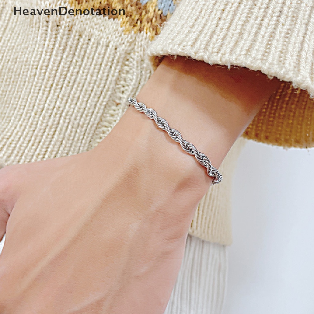 [HeavenDenotation] Gelang Rantai Kuba Stainless Steel Untuk Pria Wanita Anti Karat Gelang Rantai Tali Memutar Fashion Perhiasan Lucu Perhiasan Hadiah HDV