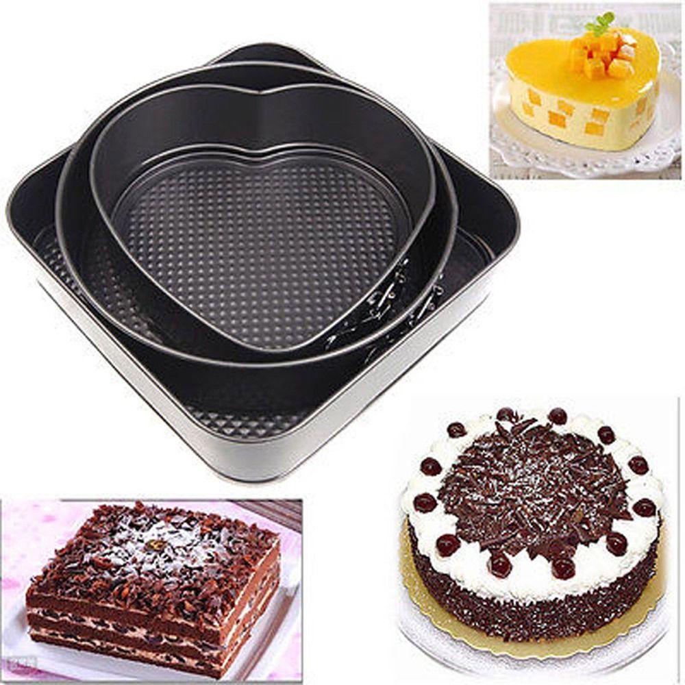 Solighter Adjustable Bottom Baking Pan Desain Snap Berbentuk Hati Anti Lengket Honeycomb Bottom