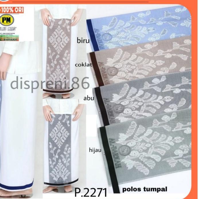 ™ Sarung Putih Polos Samarinda Jumbo Al-Barkah design Pulau mas ➵