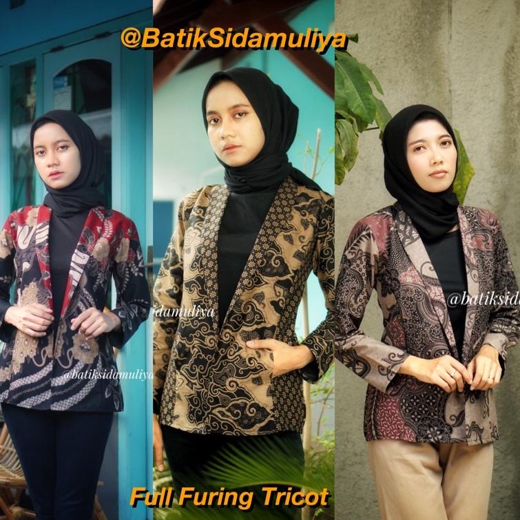 Terbaru Blazer Batik Wanita Atasan Batik Blouse Jaz Outer Kantor Premium Eksklusif By Batik Sidamuli