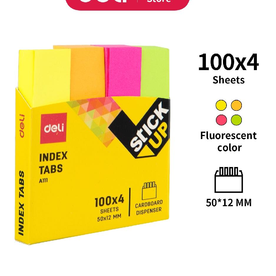 

codeEe3E8 Deli Index Tab penanda warna cerah melekat kuat media yang ditempel tetap bersih 100sheet EA11102