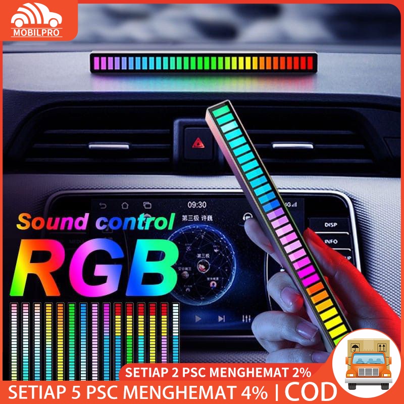 Lampu LED RGB Bar Strip Spectrum Audio Indicator Music Sound Control Lamp Music Atmosphere Ligh