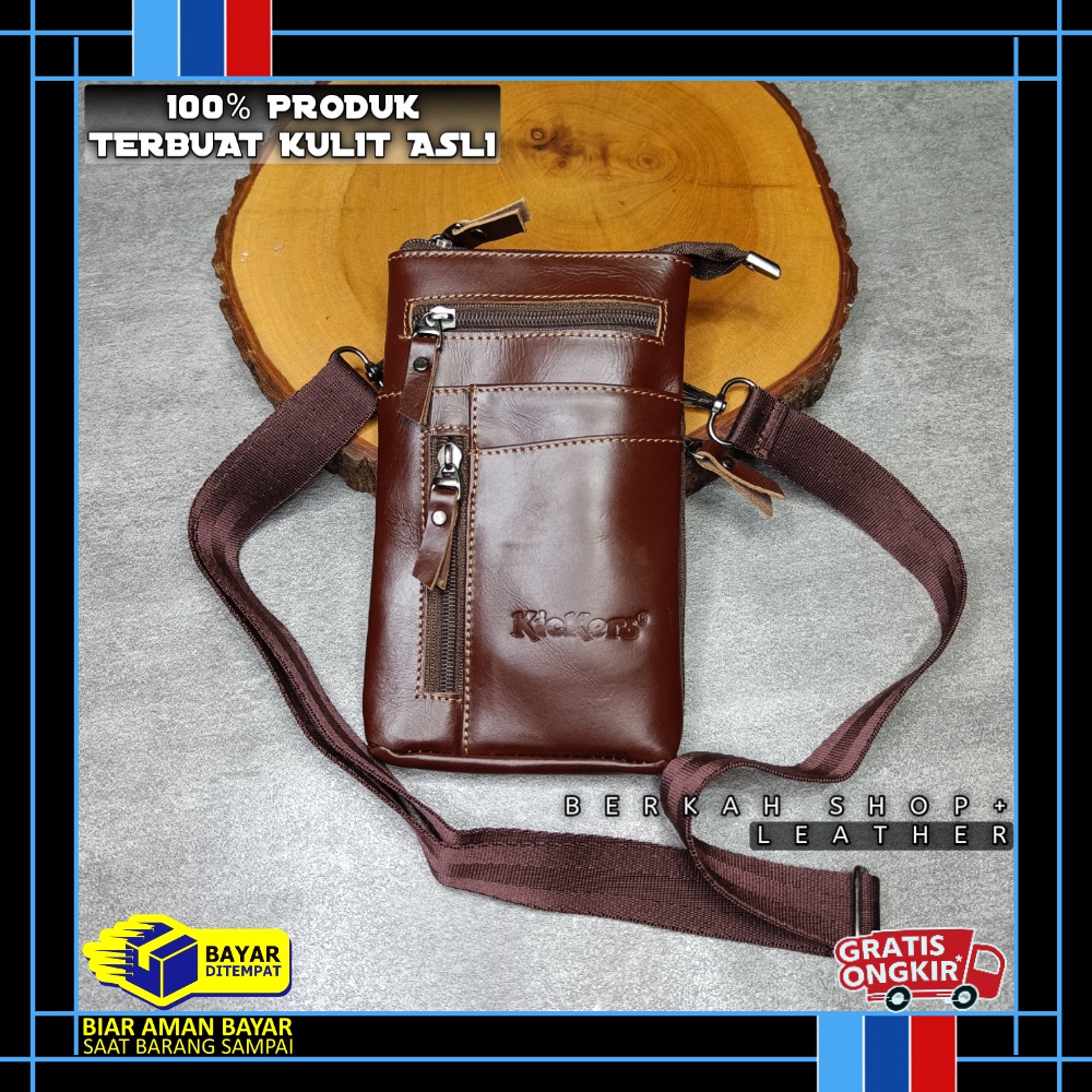 Tas Kecil Pria Selempang Tempat Hp Kulit Asli
