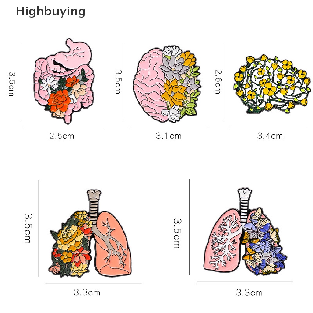 Hbid Kreatif Organ Bunga Enamel Pin Tubuh Internal Jantung Otak Paru-Paru Bros Pin Lucu Bros Kerah Lencana Perhiasan Untuk Wanita Gadis Glory