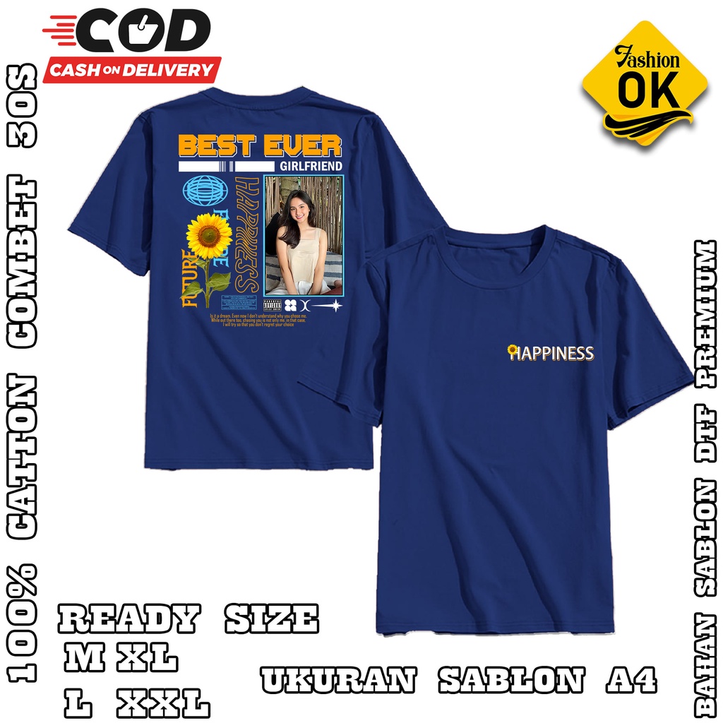Kaos Custom Foto Aesthetic / Kaos Sablon Satuan / Kaos Sablon Digital DTF / Kaos Viral Tiktok / Baju
