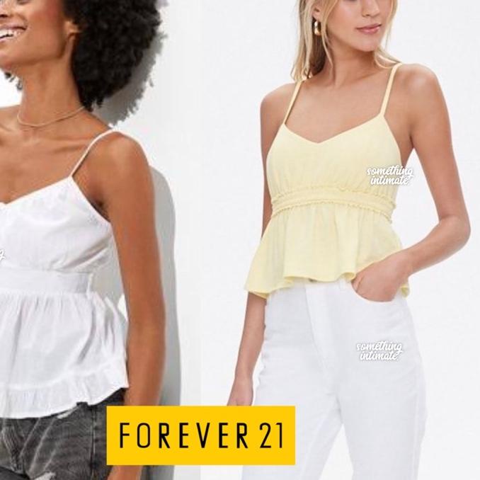 ☏ Banana Republic / Forever 21 Ruffle Babydoll Cotton Tank Top Spagetthi Straps Bodycon Sisa Export 