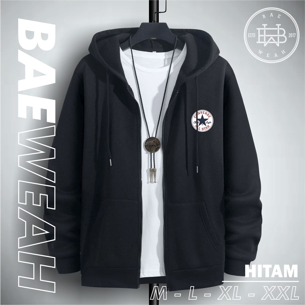 SWEATER HOODIE - Jaket Distro Zipper - Jaket Sweater Hoodie Resleting Pria CONVERSE