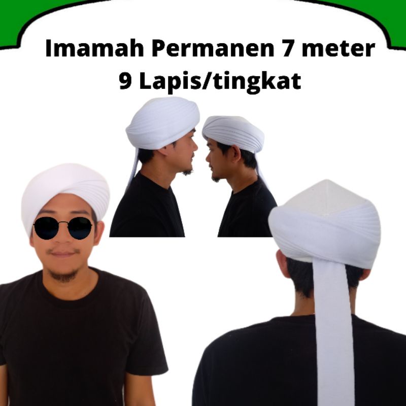 PECI IMAMAH PERMANEN 7 METER POLOS KOPIAH IMAMAH PERMANEN