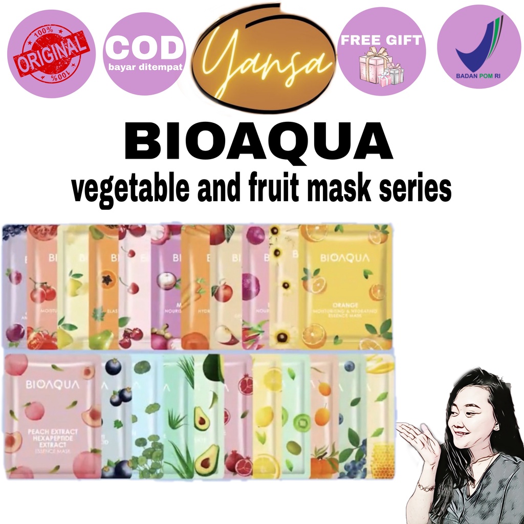 BIOAQUA sheet mask Brightening Moisturizing skin care Hydrating Essence face Mask anti aging Masker Wajah(25g/pcs)