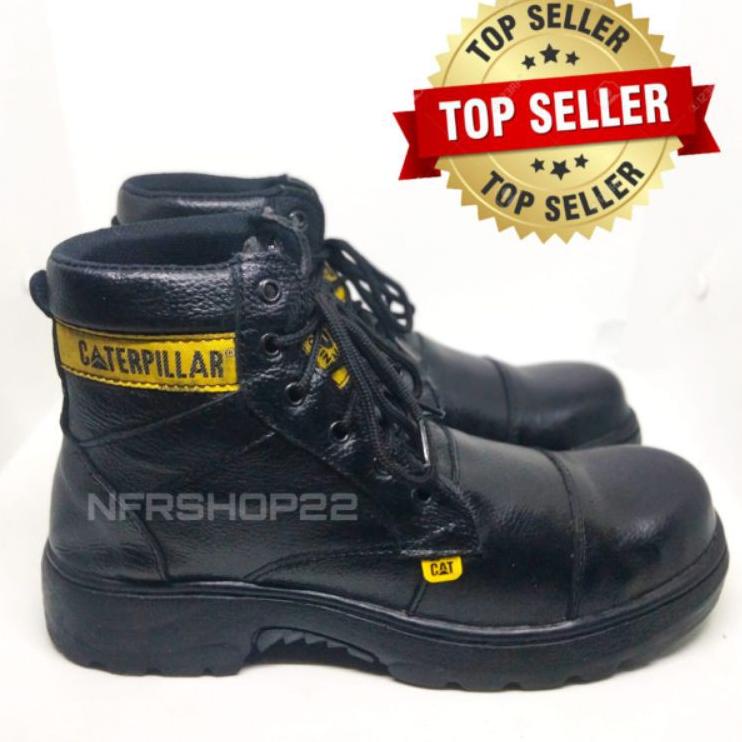 Update Terjamin Sepatu safety cat kulit pria - black - cth02