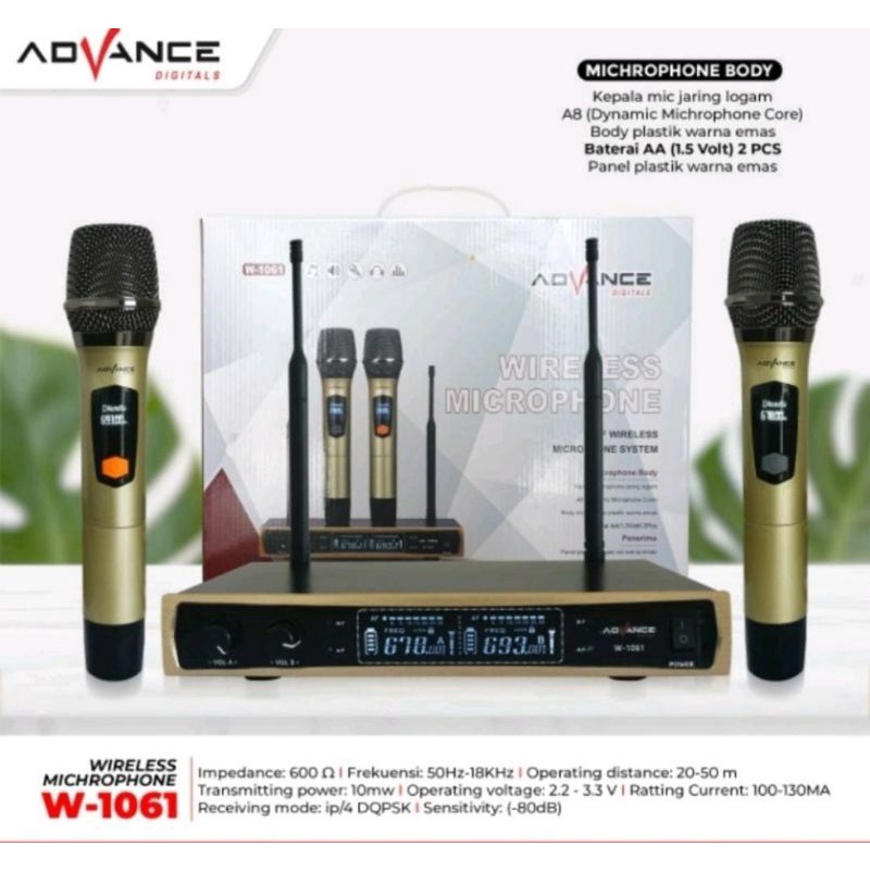 ADVANCE PROFESIONAL WIRELESS MICROPHONE MIC 202 W1061 MIC 201 MIC 301