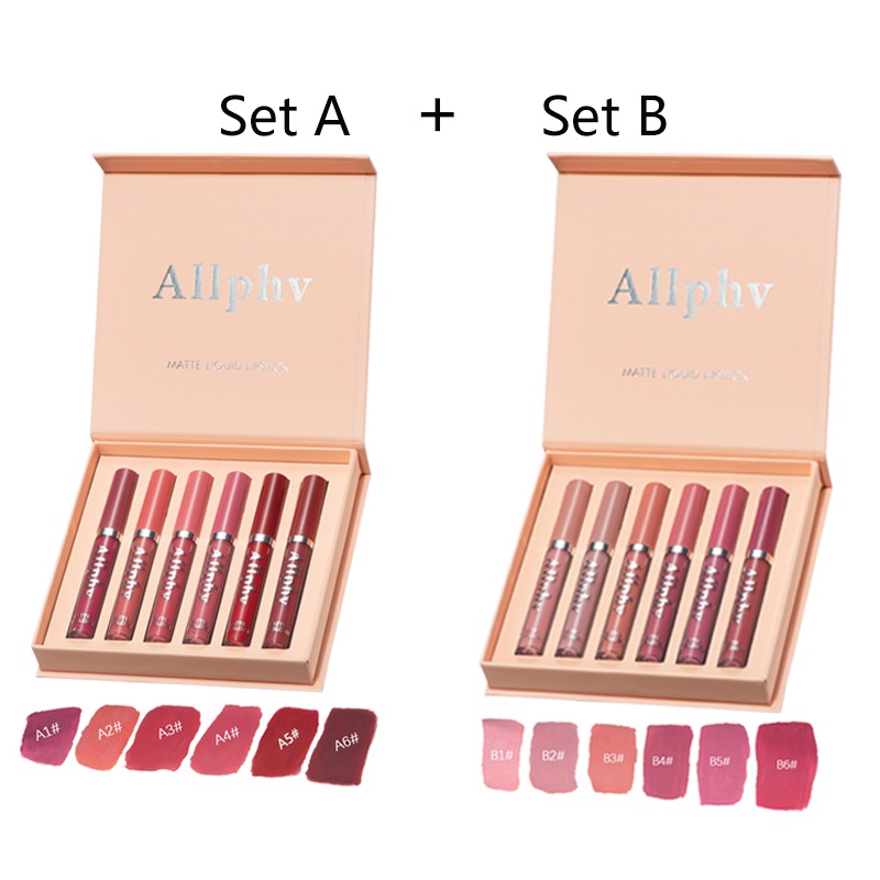 ALLPHV Lipstik Matte Lip Gloss Lipstick Set Long Lasting Lembut Tahan Lama Pelembab Pigmentasi Tinggi Tahan Air Anti Lengket Tidak Lips Tint Kosmetik Bibir Perawatan Kecantikan12 Color