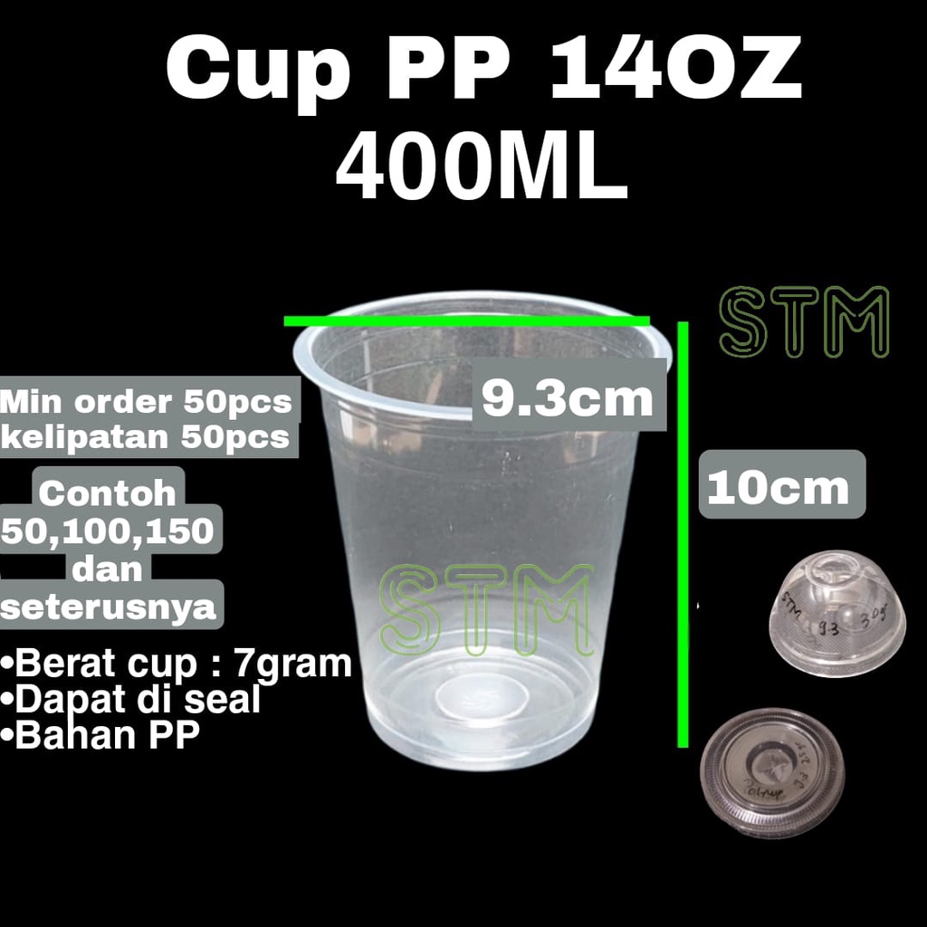 

Gelas Plastik 14oZ 400ml sudah dengan tutup dome lid/flat lid