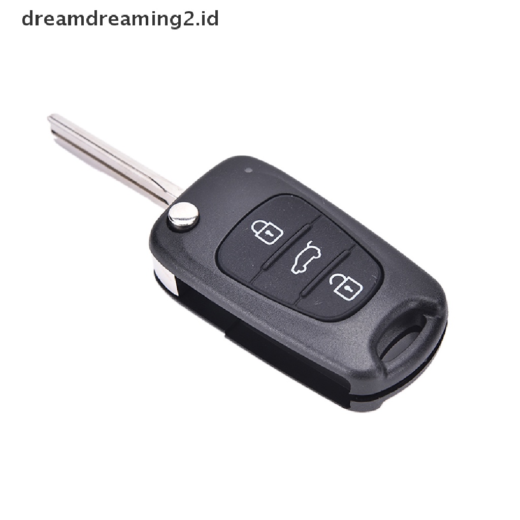 (dream) Casing Cangkang Kunci Lipat Remote 3tombol Fob Untuk Hyundai I20 I30 IX35 I35 Tanpa Potong.
