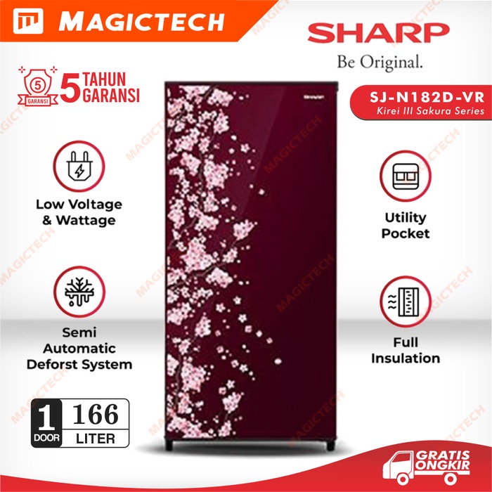 KULKAS SHARP 1 PINTU SJ-N182D-VR / SJ-N182 / SJ-182 166L - MERAH