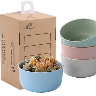 TMO MS4 Mangkok Makan Set 4pcs Wheat Straw Bowl Warna Warni Jerami Gandum Mangkok Set 4pcs Mangkuk