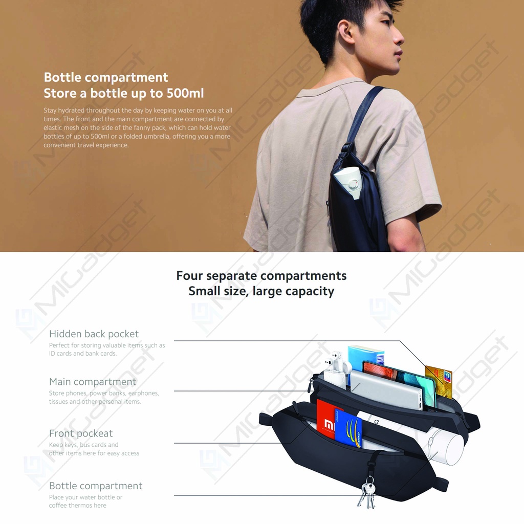 Xiaomi Sports Fanny Pack Tas Selempang Pria Wanita Sling Bag Tahan Air