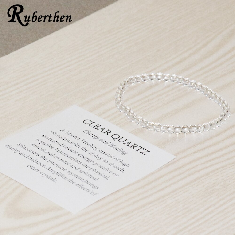 Gelang Clear Quartz Bracelet 4 mm White Crystal Stone Beads Bracelet Mini Gemstone Energy Bracelet