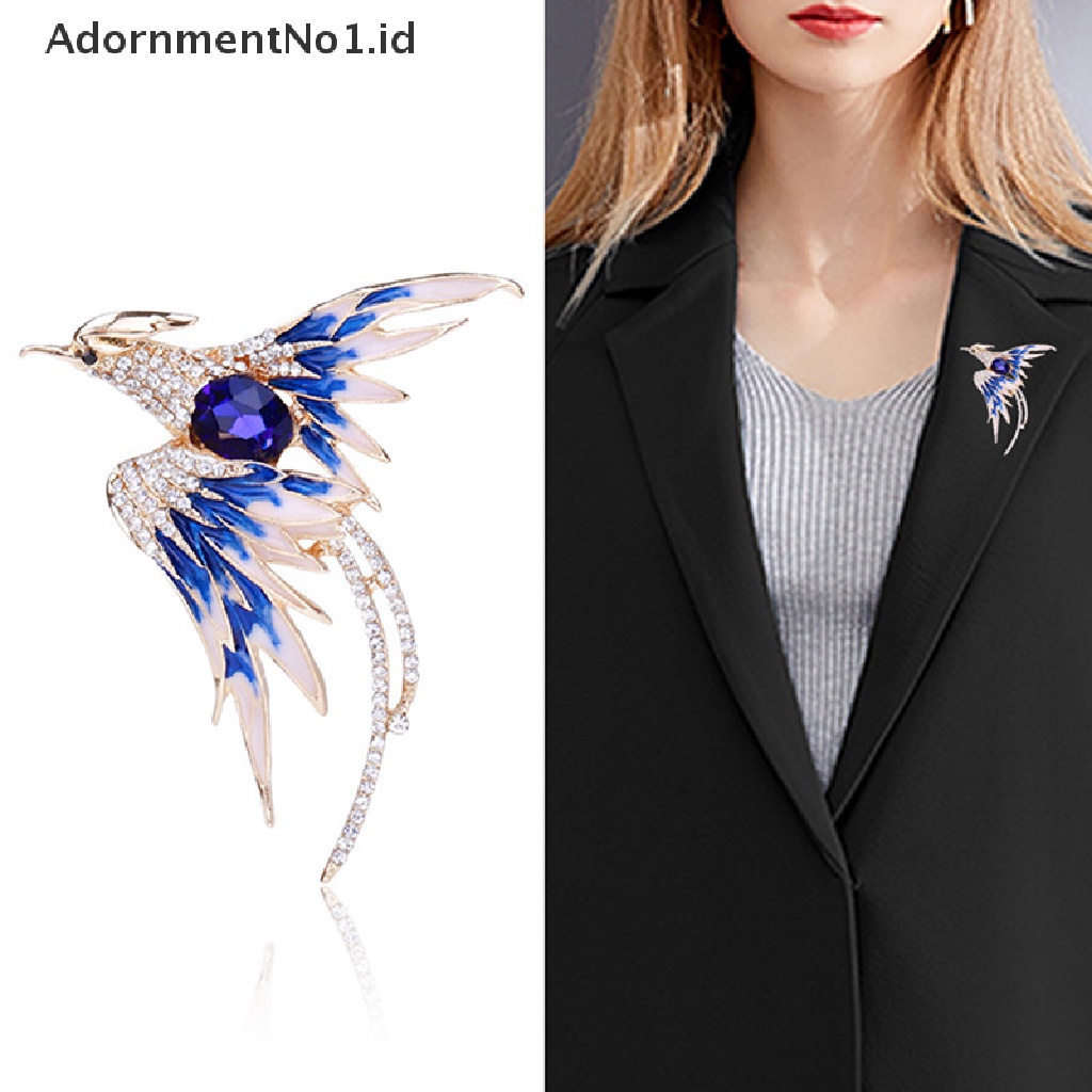 [AdornmentNo1] Bros Burung Phoenix Enamel Kristal Pin Hewan Untuk Wanita Pria Brooch Pin Hadiah [ID]