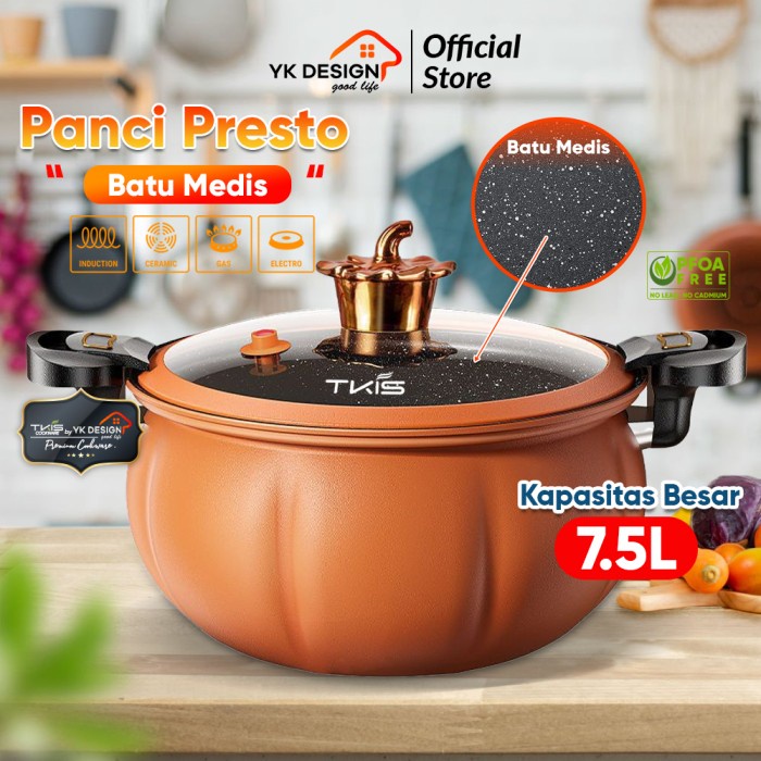 TKIS BY YK DESIGN Panci Presto Model Labu Dengan Kapasitas Besar 7.5 L - LABU