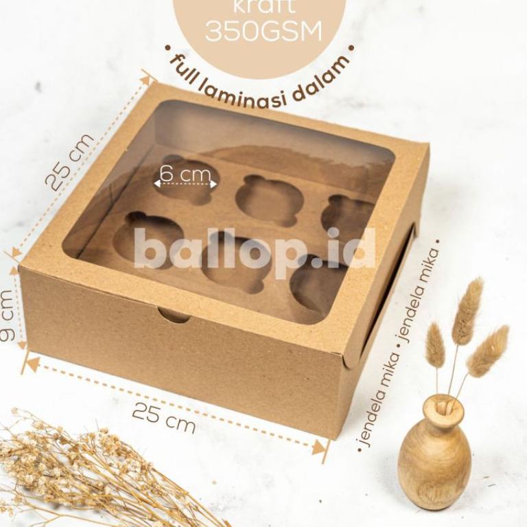 

F77 KRAFT Lubang 9 Kotak 25 25 9 CM Box Packing Isi Cup Cupcake Muffin Pudding Pie Inner Sekat Insert PRODUCT TERLARIS ゎ