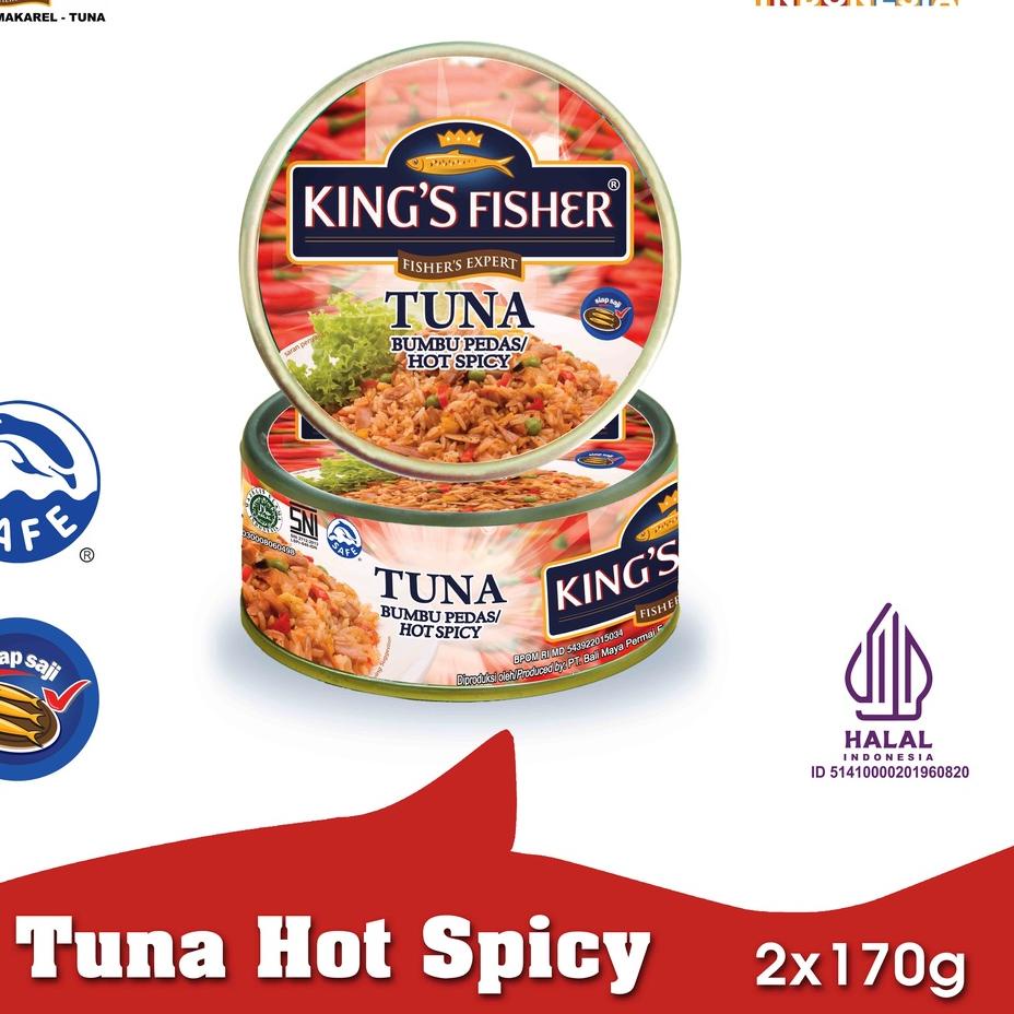 

♠ King's Fisher Paket 2 Pcs Tuna Canned Hot Spicy Daging Tuna Makanan Kaleng 170 gr ✻