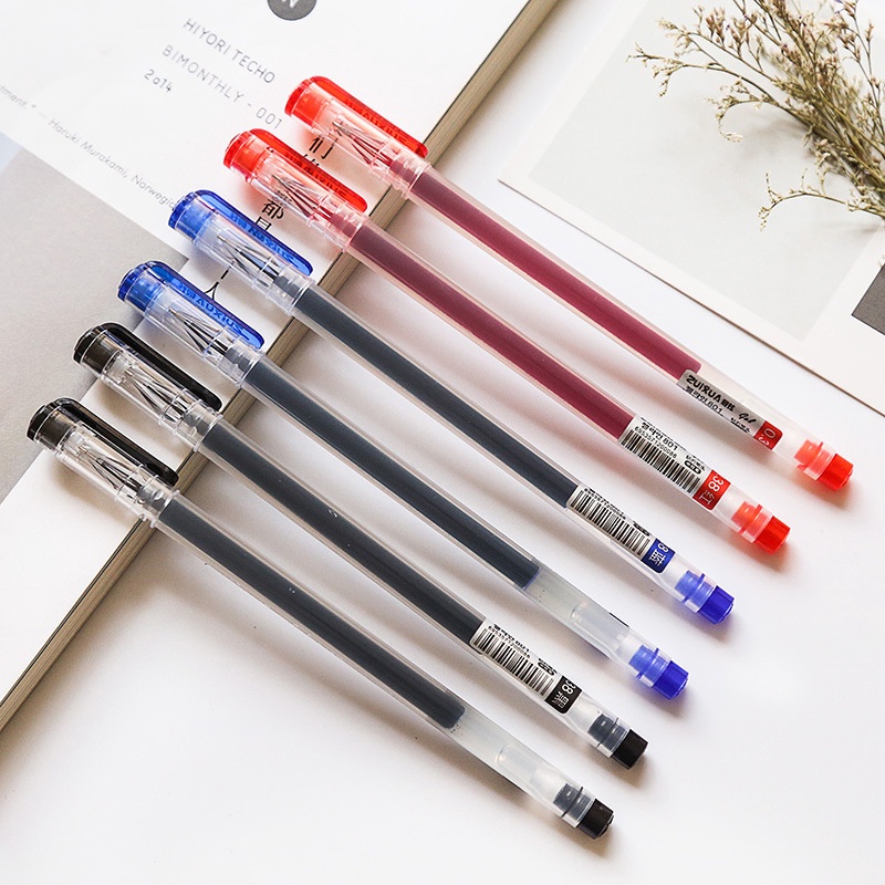 0.38mm Diamond Tip Gel Pen Merah Biru Hitam Refill Ujian Tanda Tangan Pena Alat Tulis Siswa Pena Menulis Perlengkapan Alat Tulis Kantor Sekolah