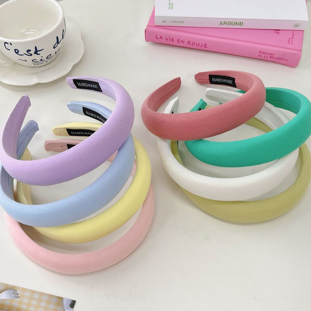 BANDO KAIN WARNA PASTEL PADDED HEADBAND POLOS CLOUD BANDANA KOREA RAMBUT LEBAR HAIR BAND TERANG SOFT KOREAN