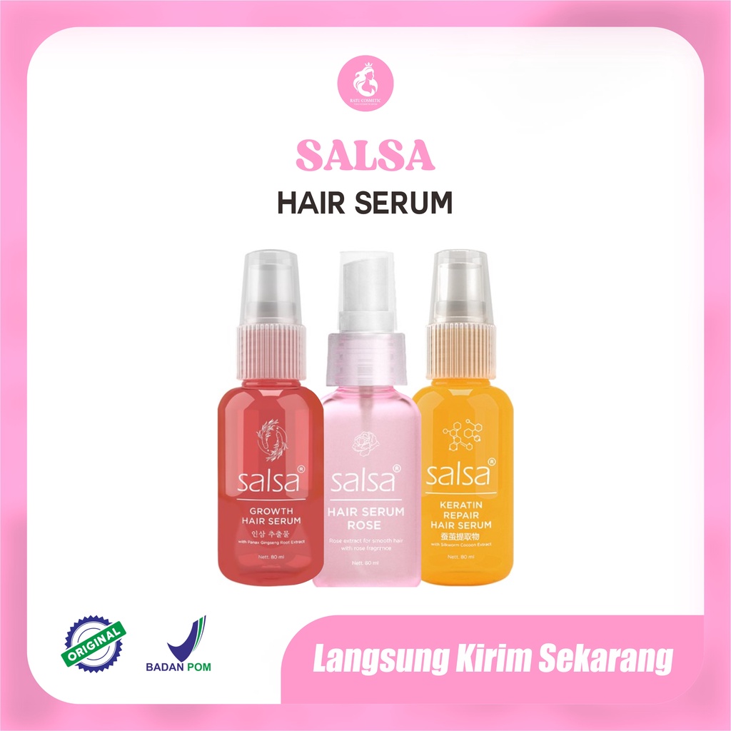 Salsa Hair Serum Rose Spray, Keratin Repair, Growth | Serum Rambut | Hijab Friendly BPOM 80ml