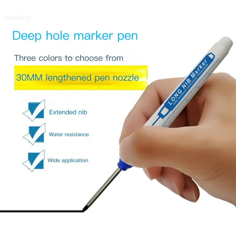 30mm Deep Hole Marker Pen Multiguna Kekerasan Tinggi Spidol Penanda Kepala Panjang Kamar Mandi Dekorasi Pertukangan Penanda Konstruksi Alat Survey