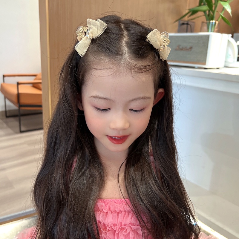 2023korea Fashion Busur Kecil Gores Jala Berlian Imitasi Klip Kecil Temperamen Banghai Klip Aksesoris