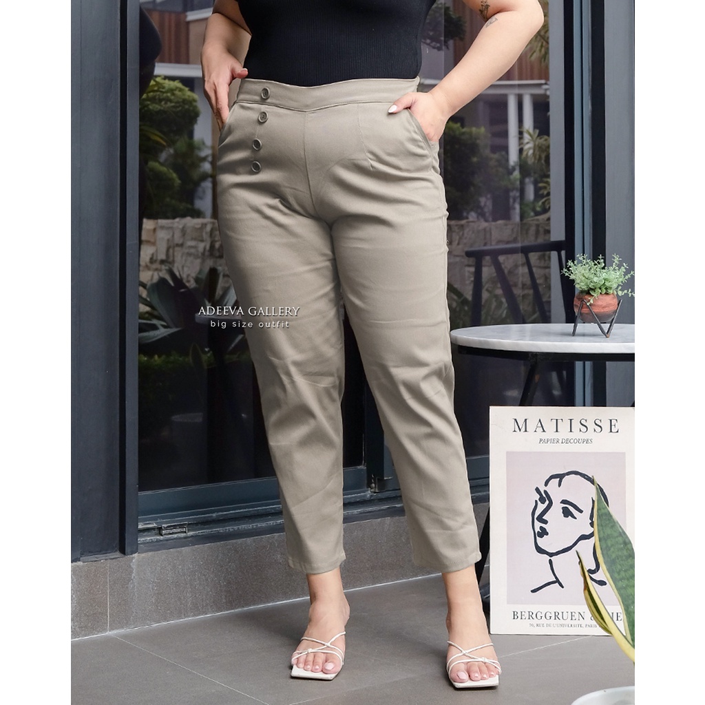 ADEEVA Comfi Pants Jumbo Celana Panjang Wanita Jumbo Katun Twill Stretch